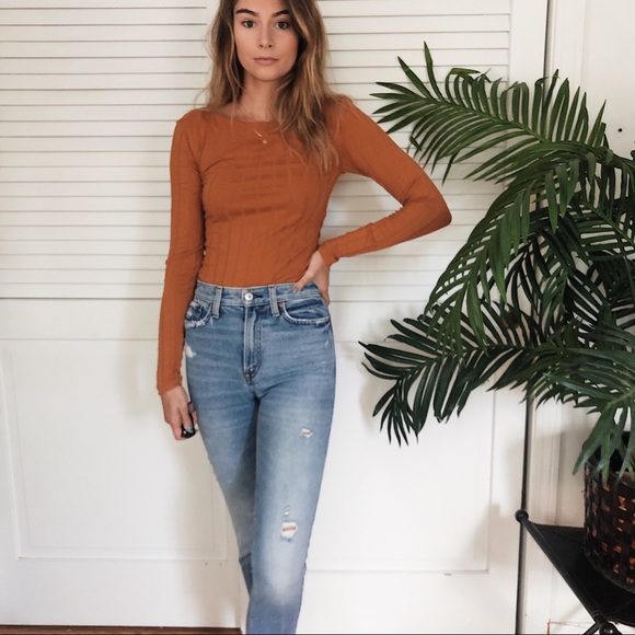 Free People Tops - NWOT Free People Burnt Orange Long Sleeve Tee
